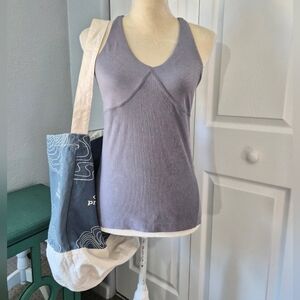 prAna Gray Tank Top Tote Bundle Yoga Activewear Set S